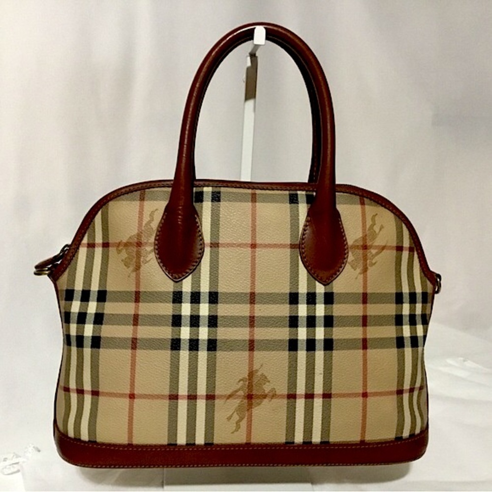 Authentic Burberry Alma Handbag Nova Check Medium with dust bag